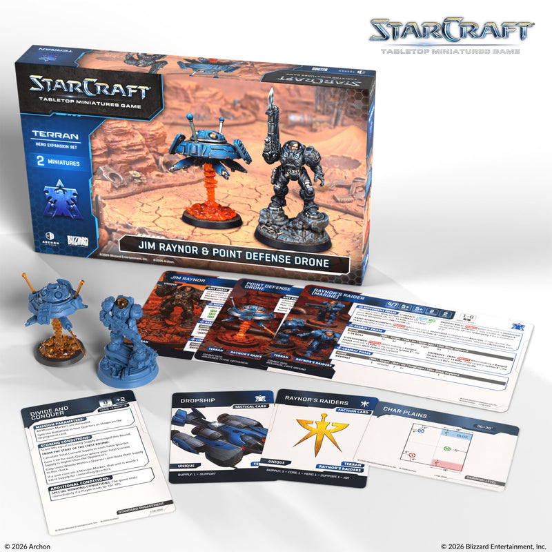 Starcraft Tabletop Miniatures Game: Terran Jim Raynor and Point Defense Drone (ETA June)