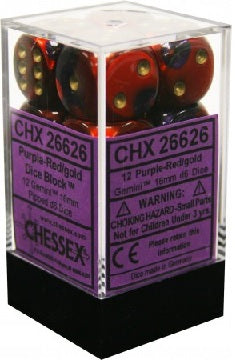 Chessex: Gemini 12d6 Purple-Red/Gold 16mm