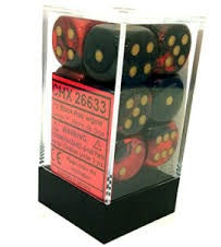 Chessex: Gemini 12d6 Black-Red/Gold 16mm