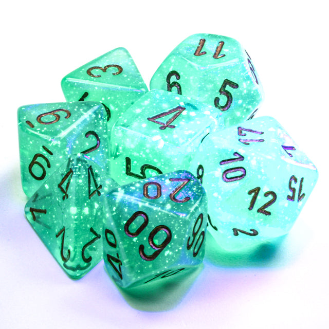 Chessex: Borealis 7-Die Set Light Green/Gold Luminary