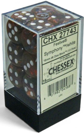 Chessex: Festive 12d6 Symphony/White 16mm