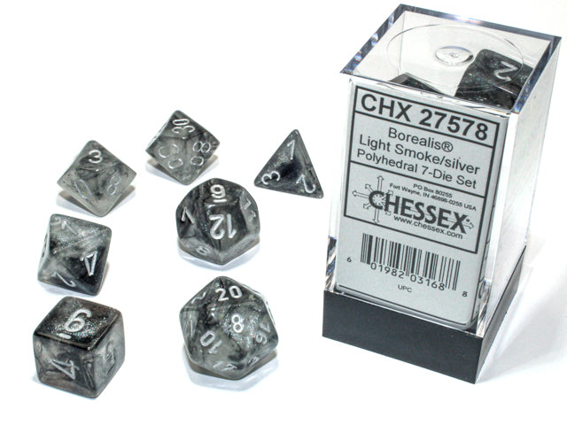 Chessex: Borealis ensemble de 7 dés Lumière fumée/luminaire argenté