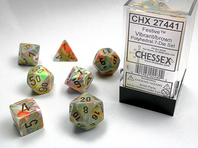 Chessex: Festive 7-Die Set Vibrant/Brown