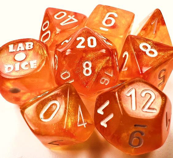 Chessex: Borealis 7-Die Set Blood Orange/White Luminary
