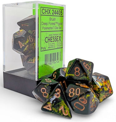 Chessex: Brush 7-Die Set Polyhedral Deep Forest/Gold