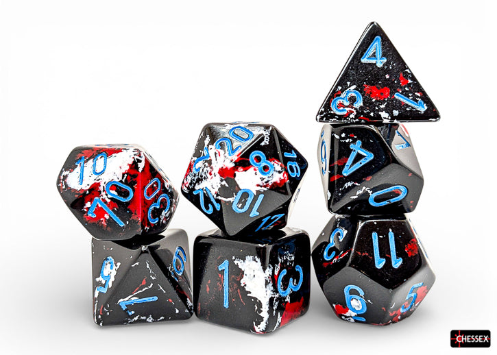 Chessex: Brush 7-Die Set Polyhedral Dark Side/Blue