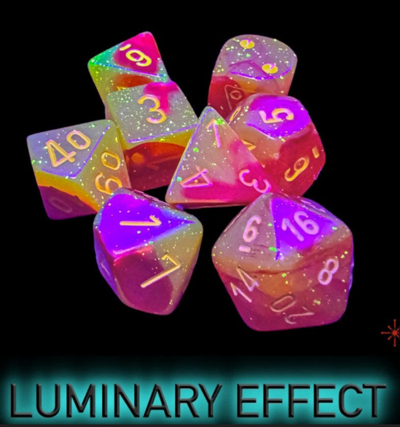 Chessex: Gemini 7-Die Set Polyhedral Red/Yellow Luminary