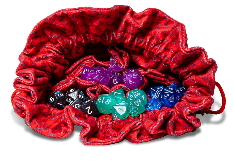 FanRoll Velvet Dice Bag Compartment Dragon Storm Red