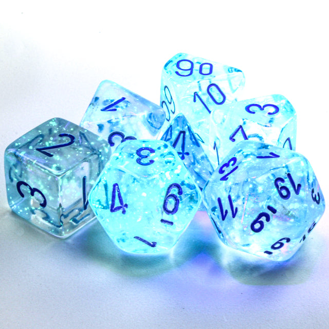 Chessex: Ensemble de 7 dés Borealis : Glaçon/Bleu clair