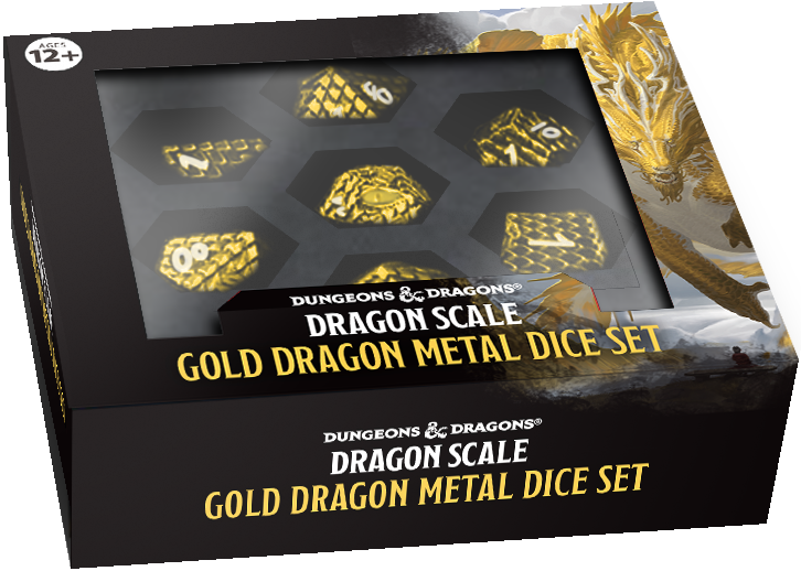 DND Metal 7 Dice Set Dragon Scale Gold