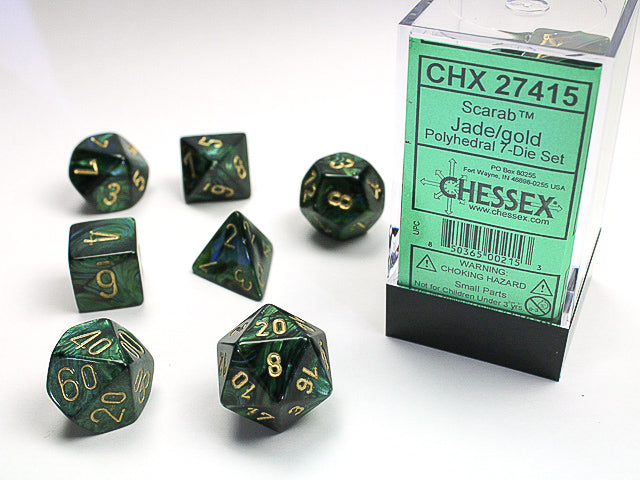Chessex: Scarab 7-Die Set Jade/Gold