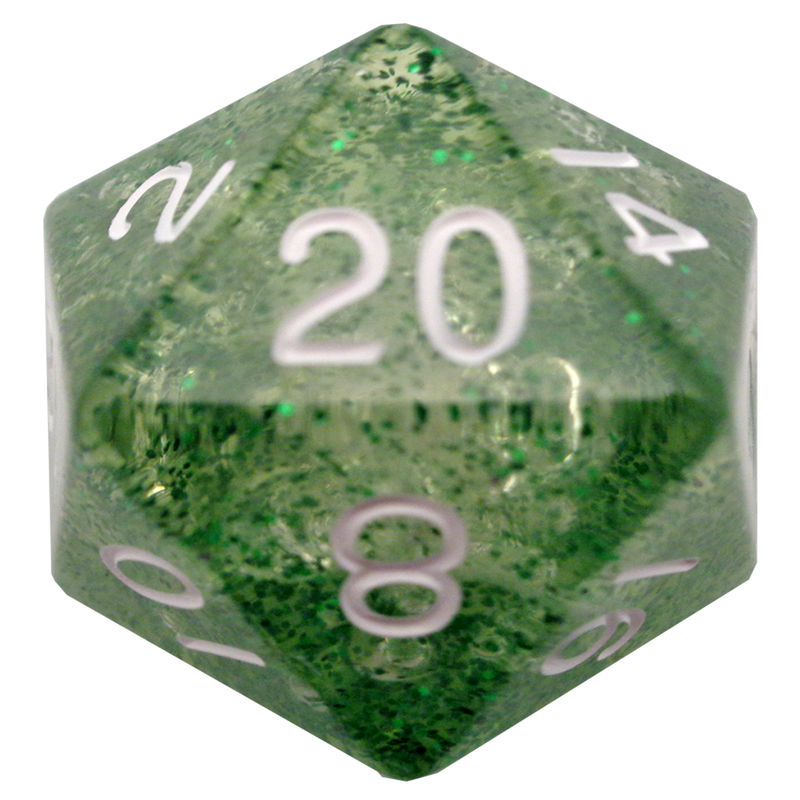 MDG Mega Acrylic Dice d20 Ethereal Green White
