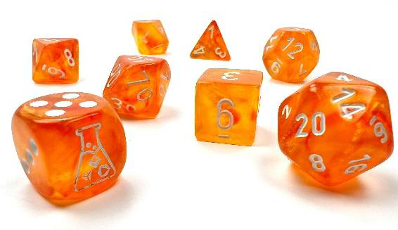 Chessex: Borealis 7-Die Set Blood Orange/White Luminary