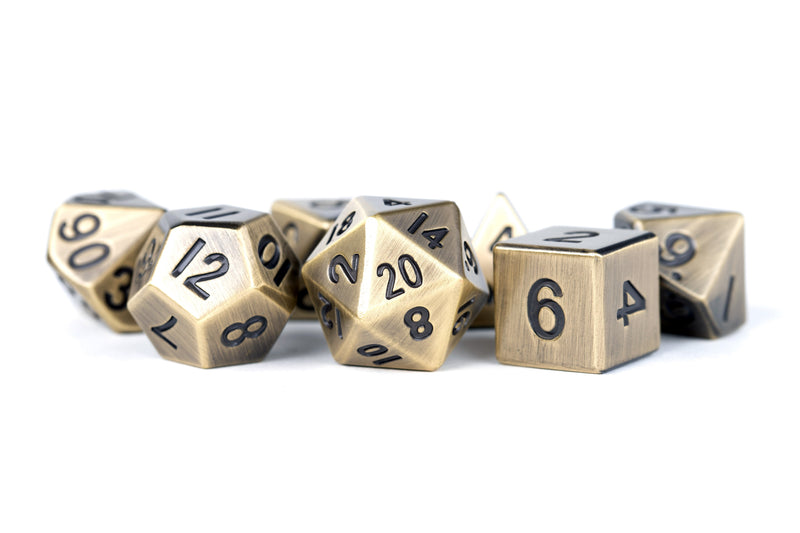 MDG Metal 7 Dice Set Antique Gold 16mm