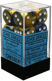 Chessex: Gemini 12d6 Blue-Gold/White 16mm