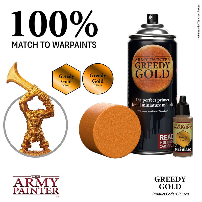 Army Painter - Colour Primer: Greedy Gold Spray (400ml) (Cannot be shipped)