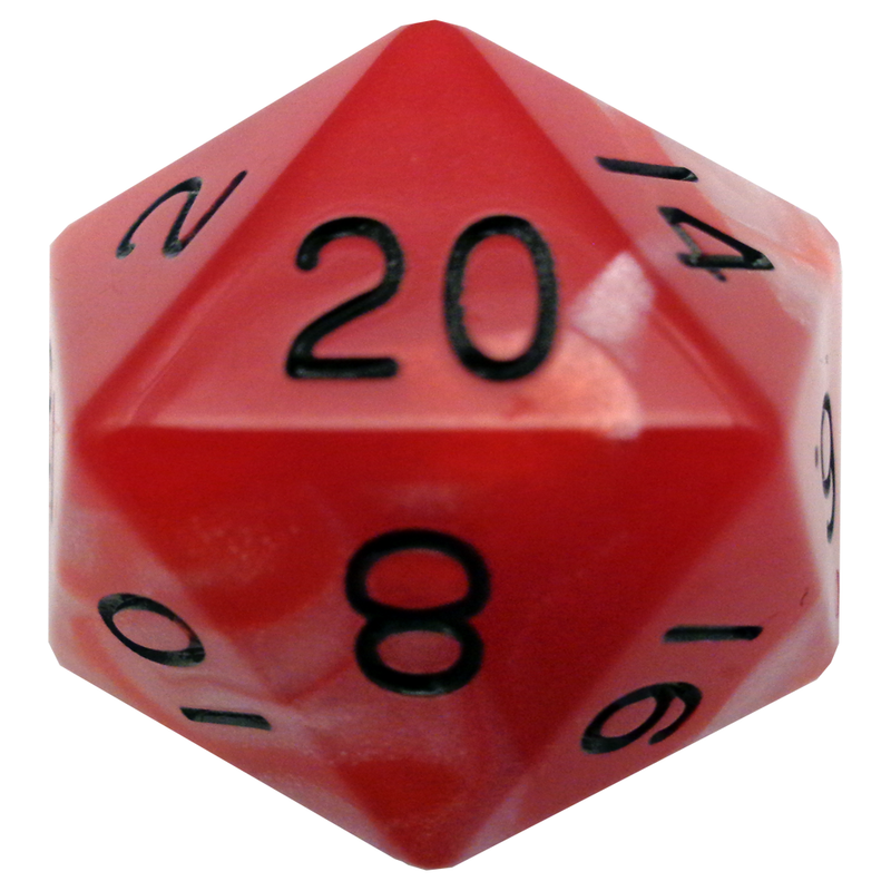 MDG Mega Acrylic Dice d20 Red White Black 35mm