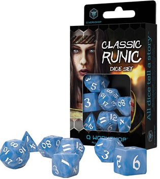 Jeu de dés runiques classiques : Glacier/Blanc