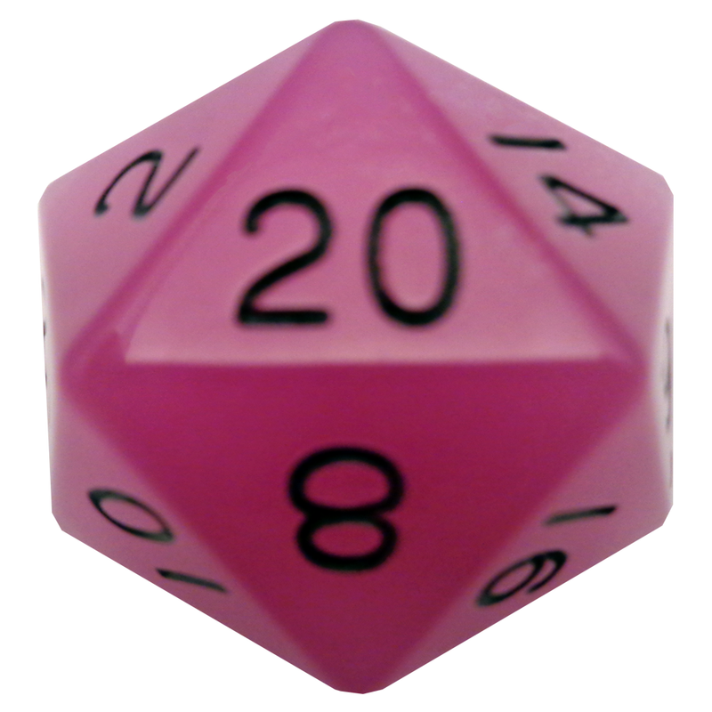 MDG Mega Acrylic Dice d20 Glow Purple Black 35mm