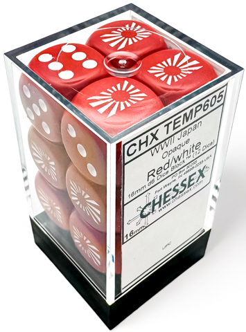 Chessex: WWII Japan Opaque Red/White 12D6 16mm Dice