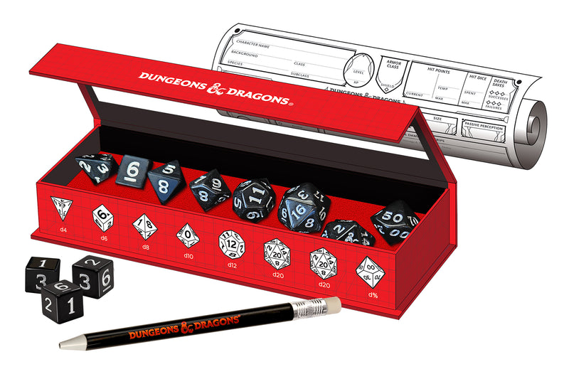 DND New Adventurer Set Black Dice (jeu de nouveaux aventuriers)