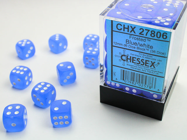 Chessex: Frosted 36D6 Blue/White 12mm