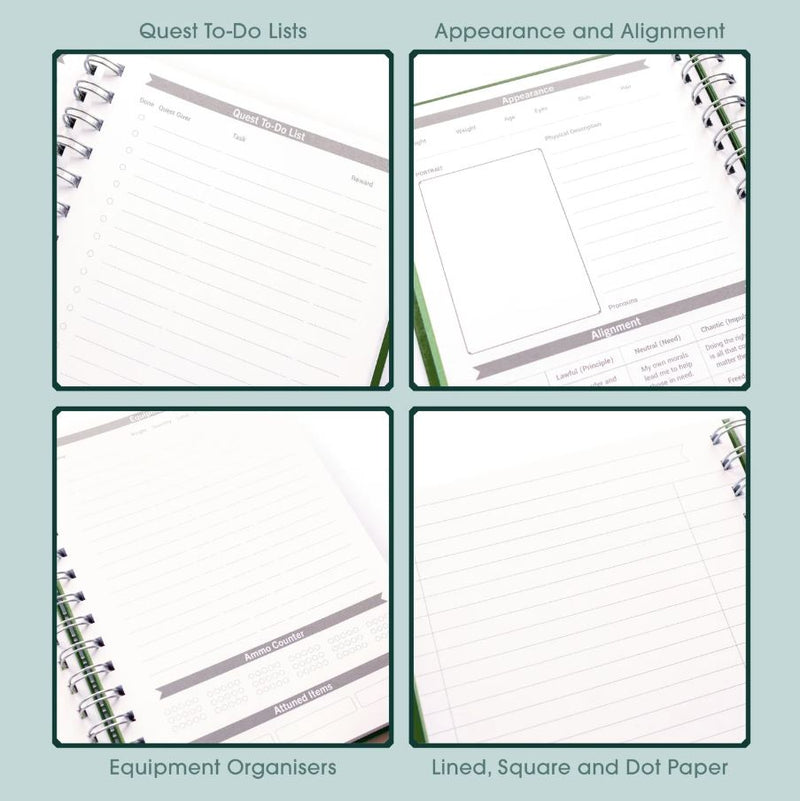 Roll & Play - DnD Character Quest Notebook Wild Green