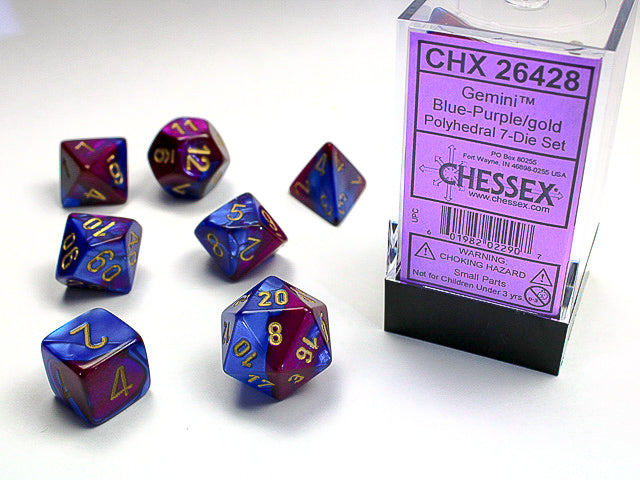 Chessex: Gemini 7-Die Set Blue-Purple/Gold