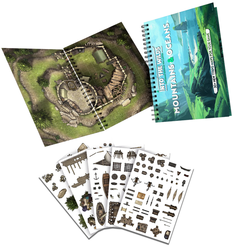Into the Wilds Battlemap Books: Mountains and Oceans