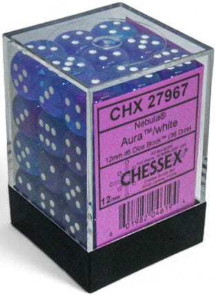 Chessex: Nebula 36d6 Aura/White Luminary 12mm
