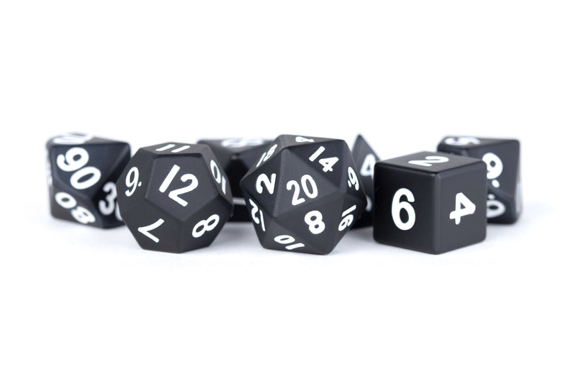MDG Metal 7 Dice Set Black 16mm