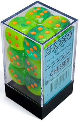 Chessex: Gemini 12d6 Plasma Green-Teal/Orange Luminary 16mm