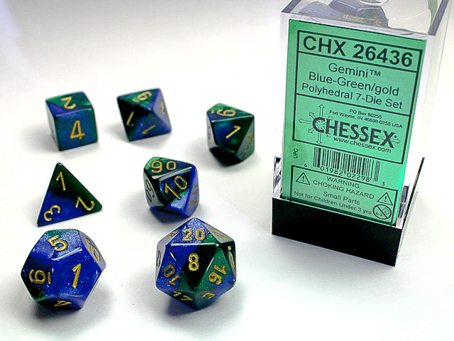 Chessex: Gemini 7-Die Set Blue-Green/Gold