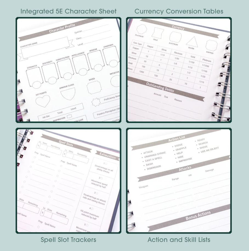 Roll & Play - Carnet de Quêtes pour Personnage de DnD Mauve (Anglais)