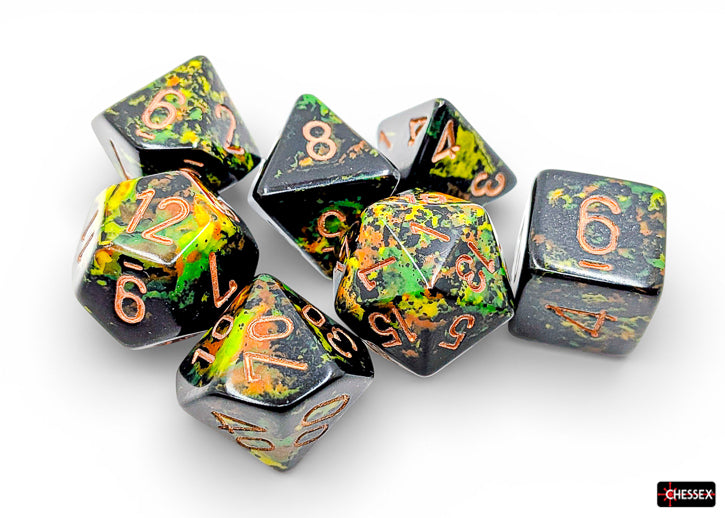 Chessex: Brush 7-Die Set Polyhedral Deep Forest/Gold