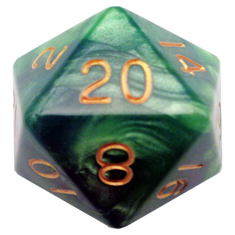 MDG Mega Acrylic Dice d20 Green Light Green Gold