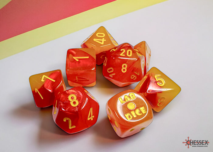 Chessex: Gemini 7-Die Set Polyhedral Red/Yellow Luminary