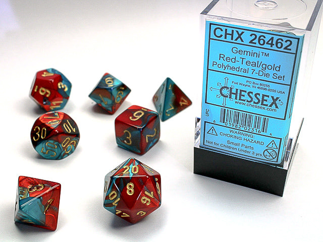 Chessex: Gemini 7-Die Set Red-Teal/Gold
