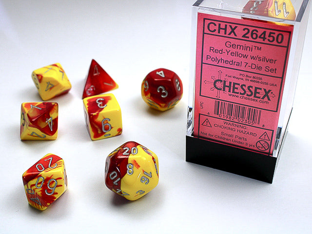 Chessex: Gemini 7-Die Set Red-Yellow/Silver