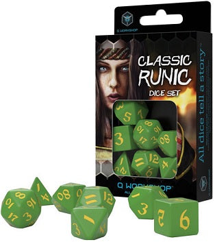 Jeu de dés runiques classiques : Vert/Jaune
