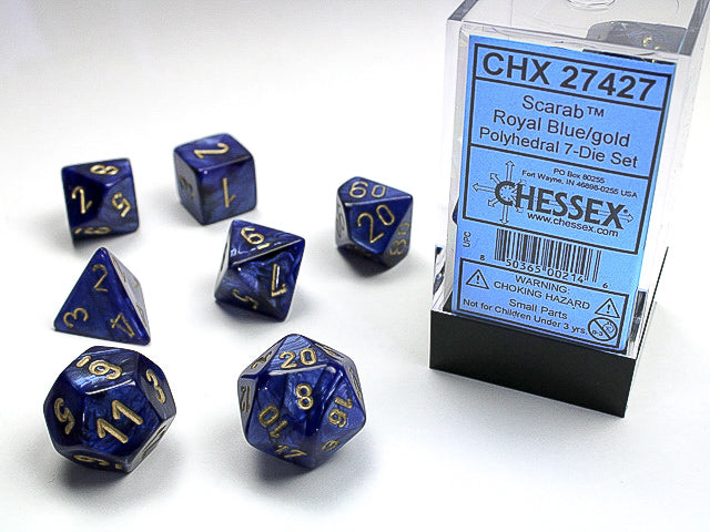 Chessex: Scarab 7-Die Set Royal Blue/Gold
