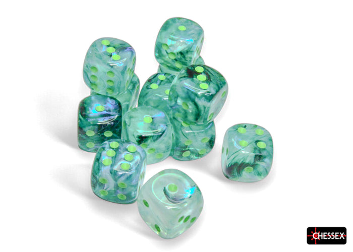 Chessex: Borealis 12d6 Kelp/Light Green Luminary 16mm