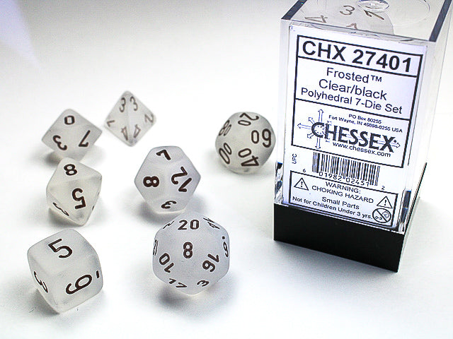 Chessex: Set de 7 dés givrés transparent/noir