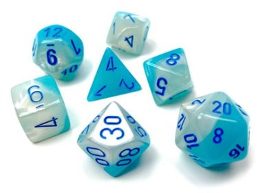 Chessex: Gemini 7-Die Set Turquoise-White/Blue Luminary