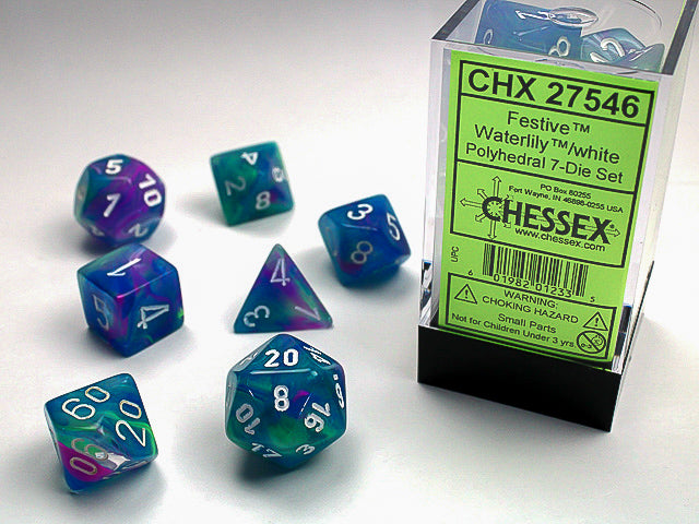 Chessex: Set de 7 dés Festive Nénuphar/Blanc