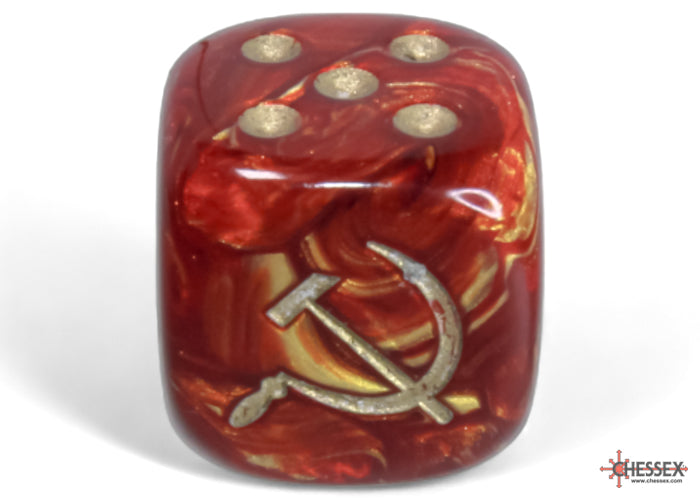 Chessex: WWII Soviet Scarab  Scarlet/Gold 12D6 16mm Dice