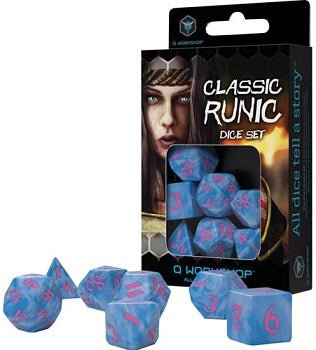 Jeu de dés runiques classiques : Glacier/Rose