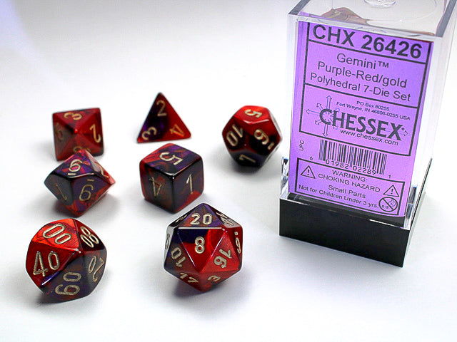 Chessex: Set de 7 dés Gemini violet-rouge-or