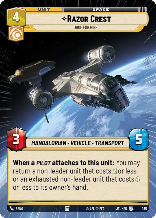 Razor Crest - Ride For Hire (Hyperspace) (485) [Jump to Lightspeed] - Star Wars: Unlimited Single