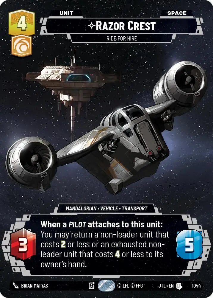 Razor Crest - Ride For Hire (Prestige) (1044) [Jump to Lightspeed] - Star Wars: Unlimited Single